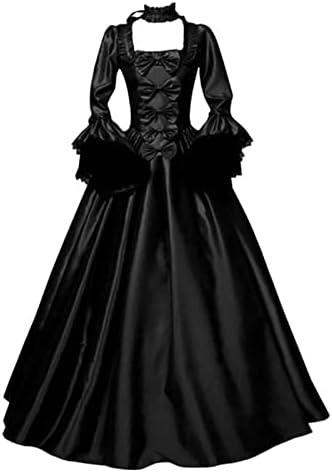 Рокля вещица, жена винтажное рокля-наметало на вещица с качулка, ръкав тръба, средновековна сватбена рокля, рокля за cosplay на Хелоуин
