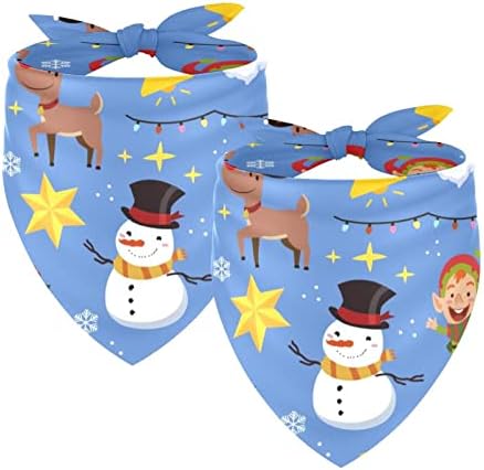 Регулируеми Кърпи за кучета, 2 бр., Забавен Коледен Снежен човек, Декорация във формата на Камбани с Елени, Мек Шал за