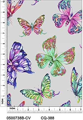 Фантазийный фигура пеперуди, отпечатана върху памучна ватирана тъкан by The Yard (виолетов, зелен, розов)