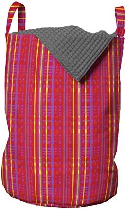 Абстрактен чанта за дрехи Ambesonne, Ярки цветове, Съвременни вертикални и Хоризонтални ивици Полочиха, Кошница за дрехи