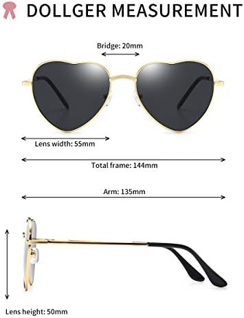 Слънчеви очила Dollger Сърце за Жени с Поляризирани Огледални Лещи в Златна Рамка Метална