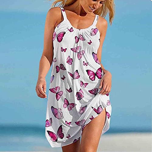 Дамски плажни рокли WYTong, модерно сексуално свободна плажна рокля без ръкави с хубаво анимационни принтом хем
