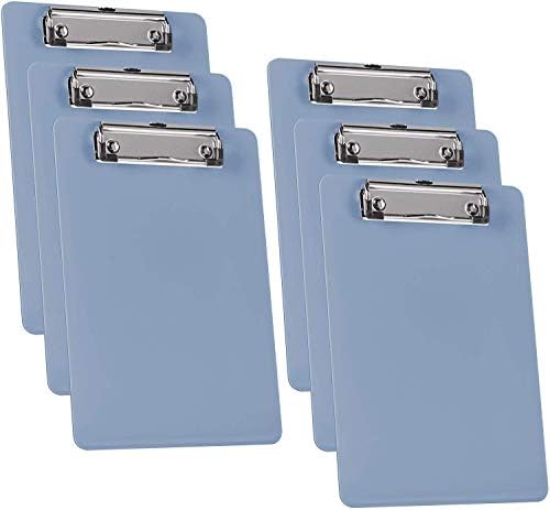 Скоба за бележки Acrimet Clipboard с размер A5 (9 1/4 x 6 5/16) с нисък профил (пластмаса) (плътен син цвят) (6 опаковки)