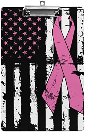 Информираността за Борба с рака на гърдата Флаг на САЩ Акрилни Клипборды с Низкопрофильным скоба и се Прибира на една