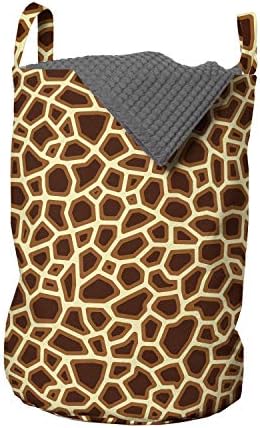 Чанта за дрехи Savannah, с шарките на кожата жираф, на Тъмно, в Рамка, сметана ръбове Кафе цвят, с дръжки, заключващи
