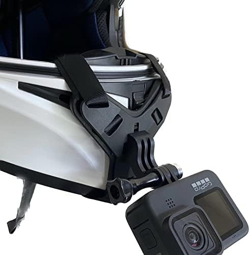 Закопчалка за брадичката мотоциклетни каски, съвместимо с екшън камери GoPro Hero 11 10 9 8 7 6 5 4 Session 3 + 3 Hero (2018) Fusion Osmo DJI Insta 360 AKASO (черен)