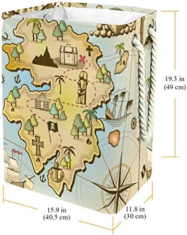 Кошница за дрехи една антична Морска Карта на света, Компас, Сгъваема Кошница за съхранение на бельо с Дръжки, Подвижни