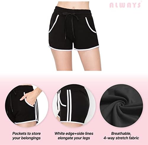 Дамски къси панталони за йога ALWAYS 3 - Висококачествени Еластични Обикновена Гамаши за тренировки с контрол на корема,