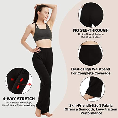 Дамски Спортни Панталони за йога FELEMO Boot Cut Свободно Намаляване с Висока Талия и контрол на корема, M-3XL