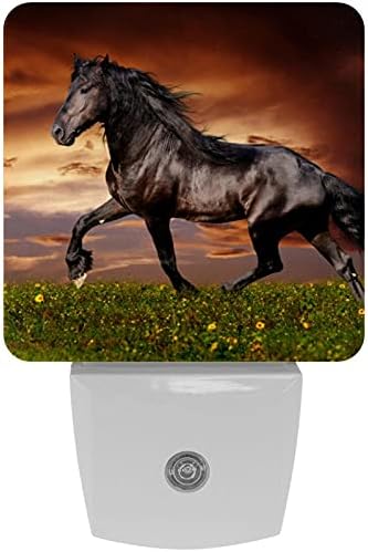 LORVIES Horse On The Prairie Plug led нощна светлина с Автоматичен Сензор от Здрач до Зори, Декоративна нощна лампа за