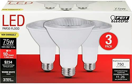 Електрическа led лампа Feit PAR30 с дълго гърло и средни основание E26 - Еквивалента на 75 W - Срок на служба 10 години