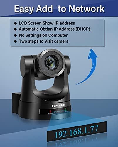 PTZ камера FoMaKo HDMI с 20-кратно оптично увеличение на 3G-SDI USB IP камера за директно излъчване с LCD екран, PTZ