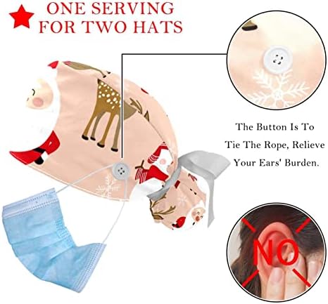 2 Опаковане на Работни шапки за еднократна употреба с лента за пот за жени, Коледни Червени, Черни, Бежови, в клетката,
