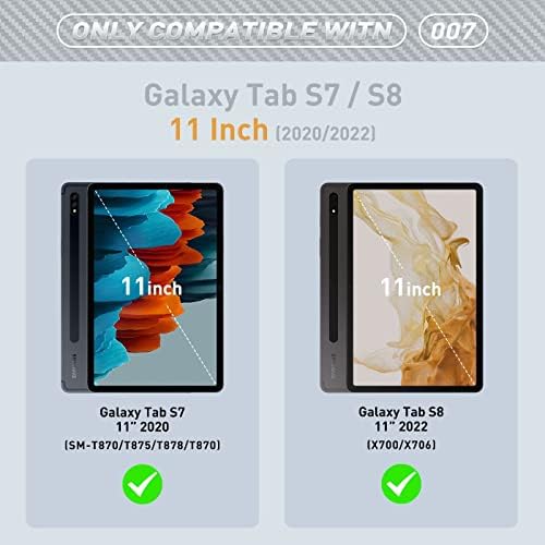 СВЕРХПРОЧНЫЙ КАЛЪФ, съвместим с Samsung Galaxy Tab S8 /Tab S7 11 инча (модел SM-X700/X706/T870/T875/T876B)-Сверхпрочный Здрав устойчив на удари защитен калъф-Защита на целия корпус на 360 ° Durable