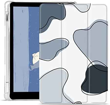 Qiusuo Сладък калъф-панел с мляко модел за iPad 10,2 инча 7/8/9 поколение с държач за Моливи, Защитен smart-калъф Trifold за цялото тяло, Ультратонкая Лека поставка с автоматична фу