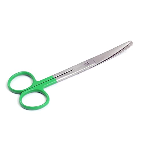 Работни/Превръзки ножици Остри/Тъпи 5 1/2 с Извита дръжка от неръждаема стомана (зелени) от онлайн МАГАЗИН G. S