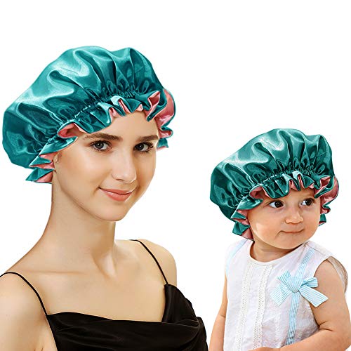изпратено комплект шапки за еднократна употреба, за коса Мама и аз, Сатен шапчица за сън, Регулируема Капачка за коса,