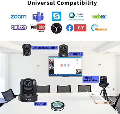 HCSTVCON USB PTZ Камера, Камера, видео Конферентна връзка отразяване на живо на USB Уеб камера 1080P Широкоъгълен Формат