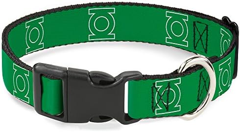 Яка с логото на Green Lantern с цип, Зелено/Бяла Пластмасова Скоба, Тесен Среден /7-13 см