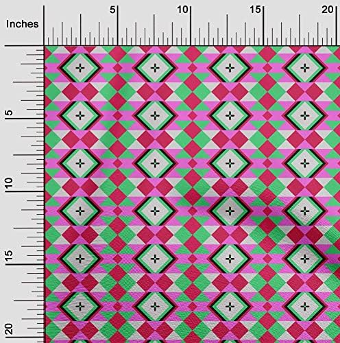 oneOone Памук поплин, розова кърпа, геометричен материал за рокли, тъкан, с принтом, двор ширина 42 инча-7271