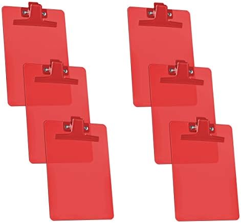 Acrimet Clipboard Memo Размер A5 (9 1/4 x 6 1/3) Метална скоба премиум-клас (пластмаса) (червен цвят) (6 опаковки)