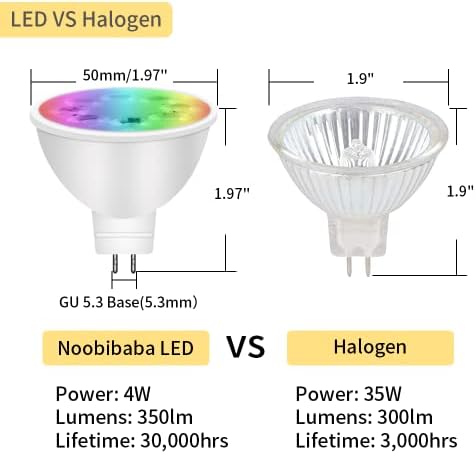 Led лампи noobibaba MR16 с промяна на цвета, led лампа MR16 с Двухконтактным основание 4W 12V GU5.3, Прожектор с промяна