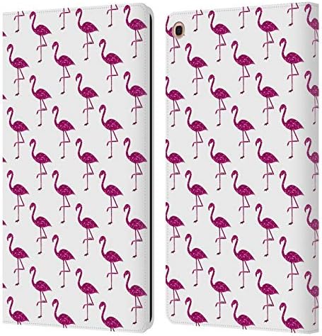 Дизайн на своята практика за главата Официално Лицензиран PLdesign Розово Модел на бял Блестящ джоба-книга от кожата Фламинго, една чанта-портфейл, който е Съвместим с
