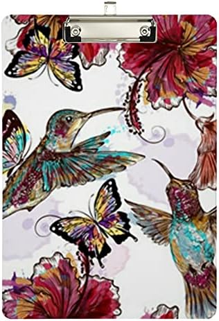 Пеперуди, Цветя Пластмасов Буфер 9 x 12,5Акрил Клипборды с Низкопрофильным Клип A4 Размер на Писма Тежкотоварни Дъска