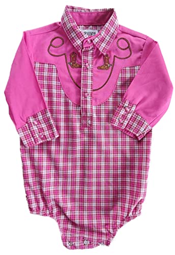 4Rodeo Baby /Ковбойская риза-боди в западна розова клетка за деца (9-12 месеца)