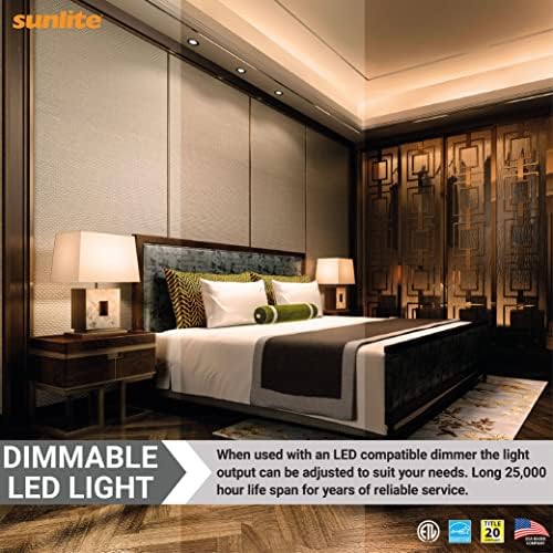 Отразяваща лампа Sunlite 41803 LED PAR16, 6 W (= 50 W), 500 Лумена, Средна база E26, С регулируема яркост, Прожектор,