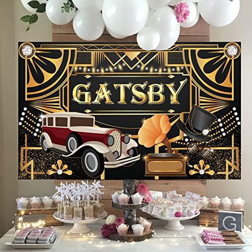 MELTELOT The Great Gatsby Тематичен Фон Банер, Ретро Рев Арт Декор За парти на 20-те Години, Фон За Снимки Възрастни