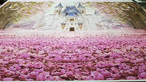 Фон за Снимки на детската душа за рождения Ден на размера на 5x3 фута - На Фона на замъка в Розов цвят Череша - Банери