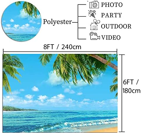 8x6 фута Годишният Остров на Сцената на Фона На картина, като Морски Плаж Палма Хавайски Тема Рожден Ден Банер Орнаменти