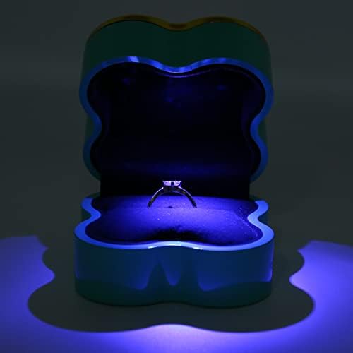 Кутия за пръстените ZJchao с led осветление, Дизайн Четырехлистного Детелина, Кутия За Пръстени със светлини, Меки Стекающаяся