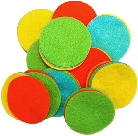 Игриво Ever After Светло зелено, тюркоазено, оранжево и жълто кръгове от филц за бродерия (2 инча - 58 бр.)