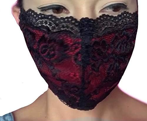 Лейси маска за лице на марката MJoffee с Регулируеми Ушни вериги за жени, Секси, Сладка, Моющаяся и Множество Лейси маска