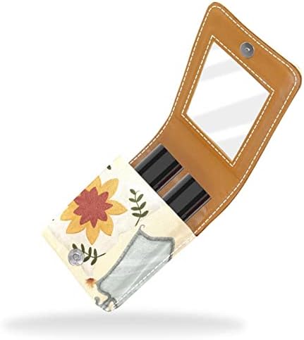 Косметичку ORYUEKAN, брилянтин, Брилянтин чанта с огледало преносим калъф за съхранение на червило с гланц за устни за съхранение на организатор, карикатура цвете огле