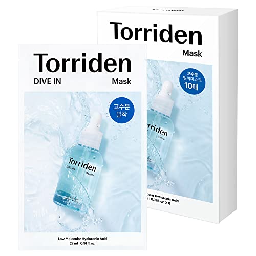 Листни маски за лице Torriden DIVE-IN с низкомолекулярной хиалуронова киселина 10EA от Целулоза за Чувствителна