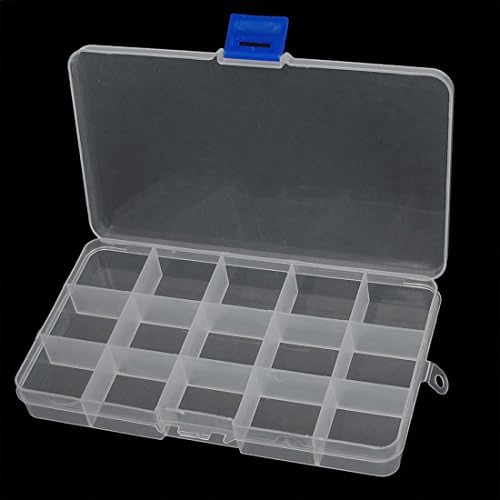 Aexit Пластмасова Кутия За съхранение на Компоненти с 15 Отделения за Носене с 2 елемента Бял Прозрачен