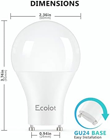 Улични лампи Ecoiot GU24 от здрач до зори, Led светлини със светлинен сензор A19, Сензор Фотоклетка за Автоматично включване