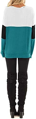 Andongnywell/ на Женската Риза в цвят блок с дълъг ръкав, Ежедневни Блузи с кръгло деколте, Тениска с кръгло деколте в цвят блока